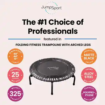 Walmart 44-Inch Foldable Fitness Trampoline with Adjustable Tension and Arched Legs for Low-Impact Exercise offer