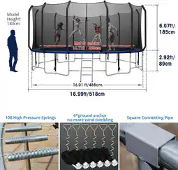 Walmart 12FT Trampoline with Enclosure, Durable Outdoor Recreational Jumping for Kids and Adults, Blue offer