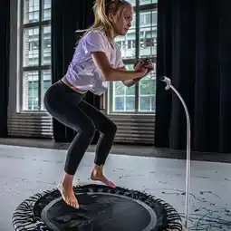 Walmart 44 Inch Round Fitness Trampoline with Safety Skirt and Adjustable Handlebar - White offer