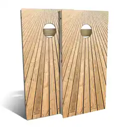Walmart Skip's Garage Boardwalk Wood Lines Outdoor Cornhole Board Set NO Accessories Backyard 2x4 offer