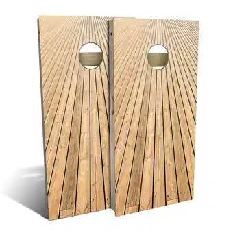 Walmart Skip's Garage Boardwalk Wood Lines Outdoor Cornhole Board Set NO Accessories Backyard 2x4 offer