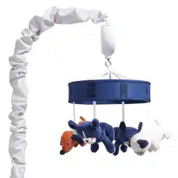 Walmart The Peanutshell Pug Life Baby Crib Mobile with Digital Music Box, Blue and Grey offer