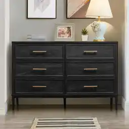 Walmart Better Homes & Gardens Oaklee 6 Drawer Dresser, Charcoal Finish offer