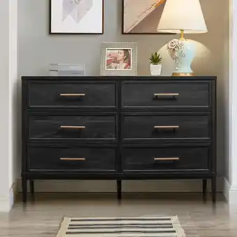 Walmart Better Homes & Gardens Oaklee 6 Drawer Dresser, Charcoal Finish offer