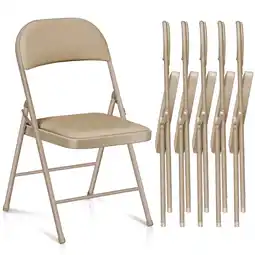 Walmart Vebreda Padded Metal Folding Chair, 6-Pack, Kahki offer