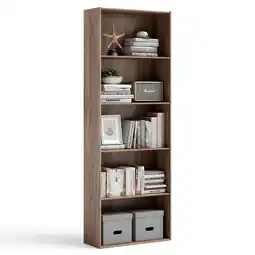 Walmart Costway 5-Shelf Storage Bookcase Stand Modern Multi-Functional Display Cabinet Walnut offer