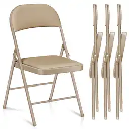 Walmart Vebreda Padded Metal Folding Chair, 4-Pack, Kahki offer