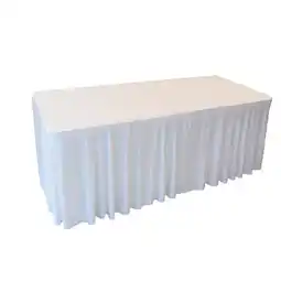Walmart RTC Group Spandex Rectangular Tablecloth Skirt Table Cover, 6Ft Table, 72 x 30, White, 1 PK offer
