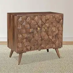 Walmart Steve Silver Veneto Solid Wood Accent Cabinet in Matte Walnut offer