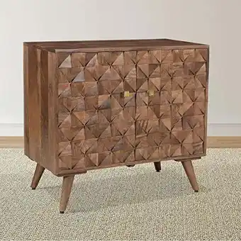 Walmart Steve Silver Veneto Solid Wood Accent Cabinet in Matte Walnut offer