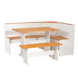 Walmart Linon Ardmore 3-Piece Farmhouse Wood Dining Nook with Storage, Seats 5-6, White/Natural offer