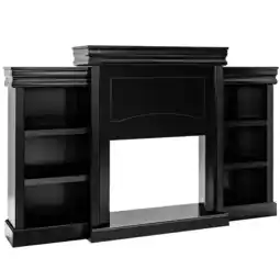 Walmart Costway 70'' Fireplace TV Stand Modern Media Entertainment Center Bookcase Black offer