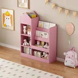 Walmart Miniyam Kids Bookshelf with Toy Storage for Books & Toys in Nursery & Playroom, Pink offer