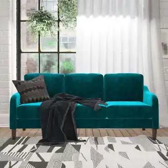 Walmart DHP Marbella 3-Seater Sofa Couch, Living Room Furniture, Green Velvet offer