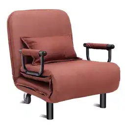 Walmart Costway Convertible Sofa Bed Folding Arm Chair Sleeper Leisure Recliner-Brown offer