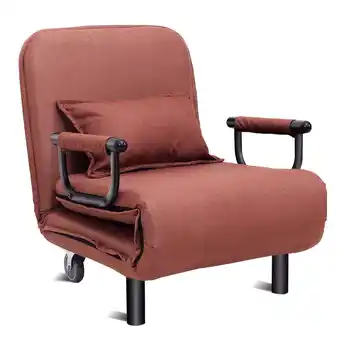 Walmart Costway Convertible Sofa Bed Folding Arm Chair Sleeper Leisure Recliner-Brown offer