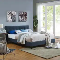 Walmart Modway Linnea Full Modern Polyester Fabric and Wood Bed in Azure Blue offer