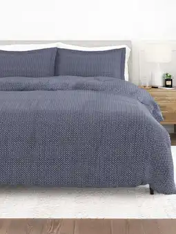 Walmart Comfort Canopy - 3 Piece Navy Blue Diamond Pattern Duvet Cover Set with Shams for Queen Beds offer