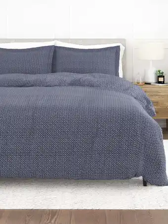 Walmart Comfort Canopy - 3 Piece Navy Blue Diamond Pattern Duvet Cover Set with Shams for Queen Beds offer