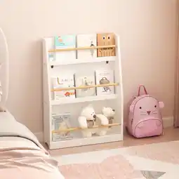 Walmart Miniyam 3-Tier Wooden Bookshelf with Toy Storage for Kid, White offer