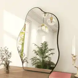 Walmart BEAUTYPEAK 24 x 32 Vanity Mirror Wall Wavy Mirror Bathroom Mirror Decor , Black offer