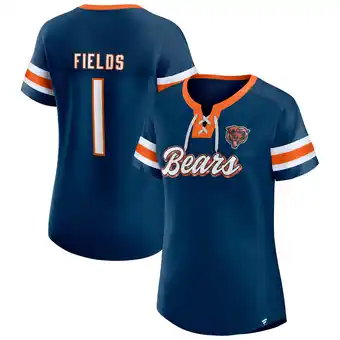 Walmart Women's Fanatics Justin Fields Navy Chicago Bears Athena Name & Number Notch Neck T-Shirt offer