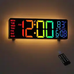 Walmart LEIKE 10.5 Large Digital Wall Clock with Auto DST Brightness Dimmer Black offer