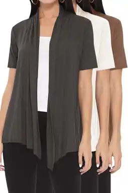 Walmart Women's Casual Short Sleeve Loose Fit Solid Cardigan (Pack of 3) offer
