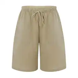 Walmart Womens Casual Shorts Bermuda Elastic Waist Cotton Linen With Pockets Girls Bottoms Shorts offer