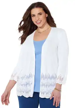 Walmart Catherines Women's Plus Size Pointelle Chevron Cardigan offer