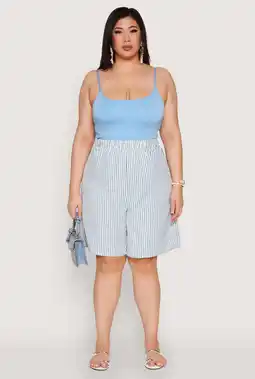 Walmart Womens Plus Size Striped Seersucker Bermuda Shorts offer
