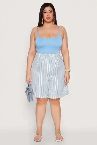 Walmart Womens Plus Size Striped Seersucker Bermuda Shorts offer
