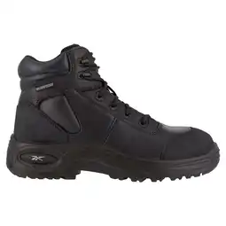 Walmart Reebok Mens Black Leather Work Boots 6in WP PR Trainex Sport CT 15 W offer