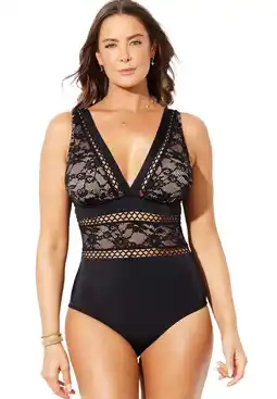 Walmart Swimsuits for All Women's Lace Lattice One Piece Swimsuit offer