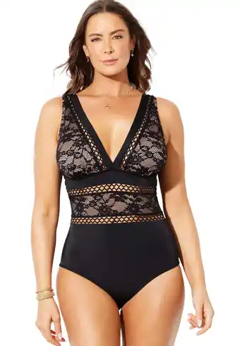 Walmart Swimsuits for All Women's Lace Lattice One Piece Swimsuit offer