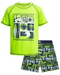 Walmart Quad Seven Boys' Rashguard Set - Short Sleeve Swim Shirt and Bathing Suit Set (Size: 4-12) offer