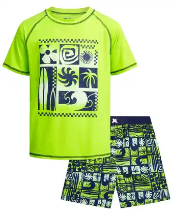 Walmart Quad Seven Boys' Rashguard Set - Short Sleeve Swim Shirt and Bathing Suit Set (Size: 4-12) offer