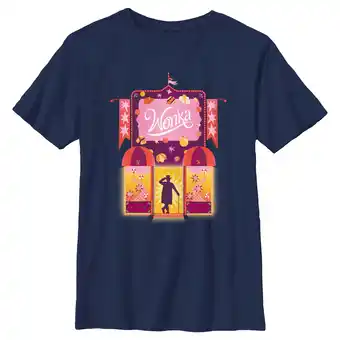Walmart Boy's Wonka Candy Factory Logo Graphic Tee Navy Blue Medium offer