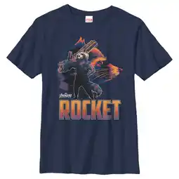 Walmart Boy's Marvel Avengers: Infinity War Rocket Raccoon Portrait Graphic Tee Navy Blue Medium offer