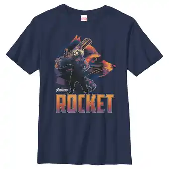 Walmart Boy's Marvel Avengers: Infinity War Rocket Raccoon Portrait Graphic Tee Navy Blue Medium offer