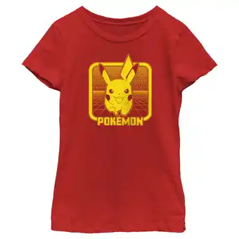 Walmart Girl's Pokemon Digital Pikachu Graphic Tee Red Medium offer