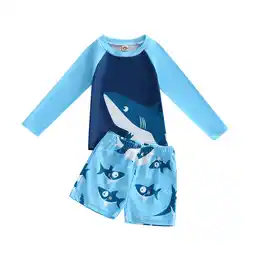 Walmart Boy Swimsuit Print Animal Long Sleeve Tops Shorts Kids Swimsuits offer