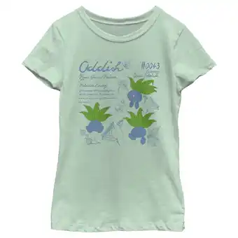 Walmart Girl's Pokemon Oddish Pokedex Entry Graphic Tee Mint Large offer
