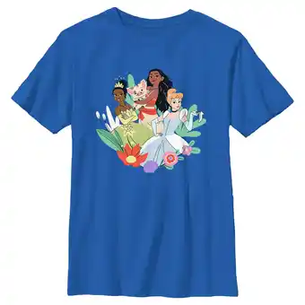 Walmart Boy's Disney Princess Trio Doodles Graphic Tee Royal Blue X Large offer