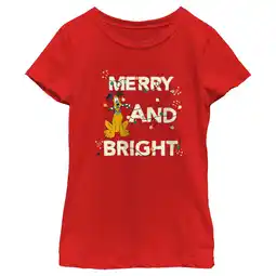 Walmart Girl's Mickey & Friends Merry and Bright Pluto Graphic Tee Red Medium offer