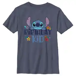 Walmart Boy's Lilo & Stitch Birthday Kid Graphic Tee Navy Blue Heather Small offer