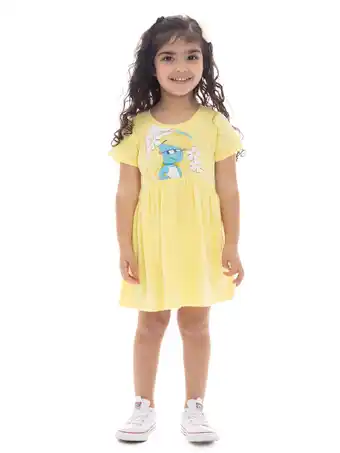 Walmart Smurfs Toddler Girl Graphic Print Dress with Short Sleeves, Sizes 2T-5T offer