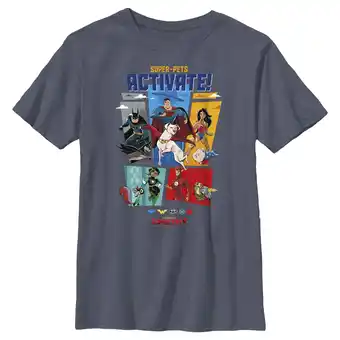Walmart Boy's DC League of Super-Pets Activate Group Panels Graphic Tee Navy Blue Heather Medium offer