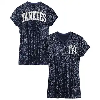 Walmart Girls Preschool Navy New York Yankees Sequin V-Neck Dress offer