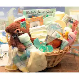 Walmart Gift Basket Drop Shipping Deluxe Welcome Home Precious Baby Basket - Large Yellow, Teal offer